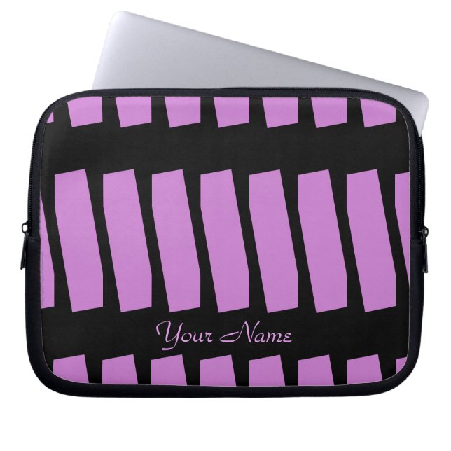Abstrakt bärbar datordatorsleeve, Fuschia & svart Laptop Fodral (Framsidan)