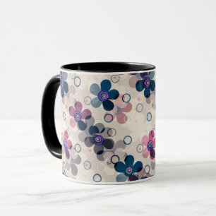 Abstrakt barn söta tecknade blommor blomster retro mugg