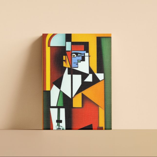 Abstrakt Bartender Cubist Canvastryck (Skapare uppladdad)