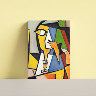 Abstrakt Bartender Cubist Kanvastryck