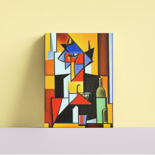 Abstrakt Bartender Cubist Kanvastryck
