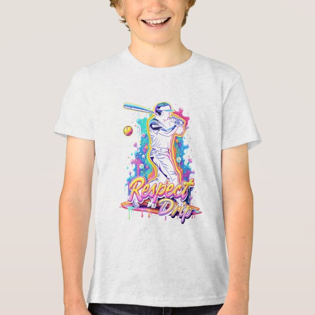 Abstrakt basebollslagare siluett respekt t shirt (Framsida)