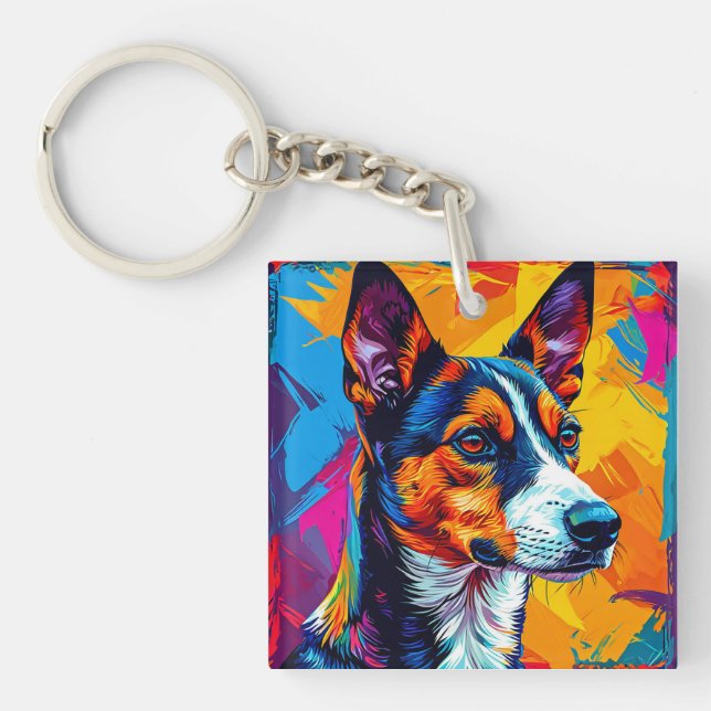 Abstrakt Basenji Hund Modern Konstnärlig Gåva (Framsidan)