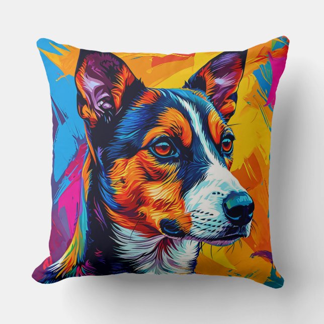 Abstrakt Basenji Hund Porträtt Kudde (Framsida)