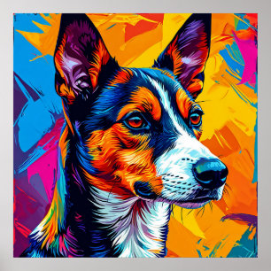 Abstrakt Basenji Hund Porträtt Poster