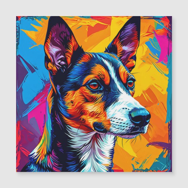 Abstrakt Basenji Hundporträtt (Framsida)