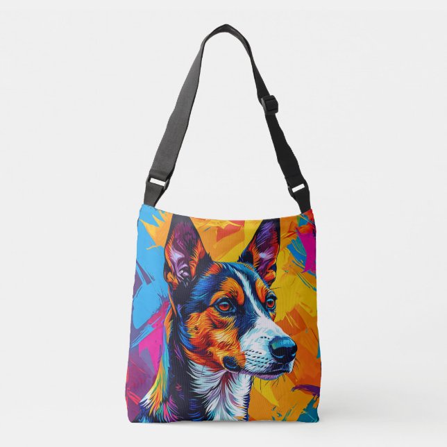 Abstrakt Basenji Hundporträtt Axelväska (Framsida)