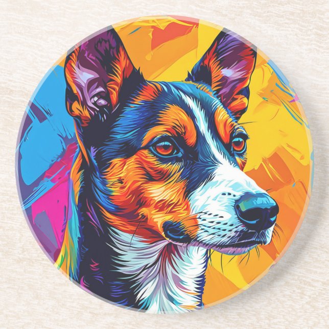 Abstrakt Basenji Hundporträtt Underlägg (Framsidan)