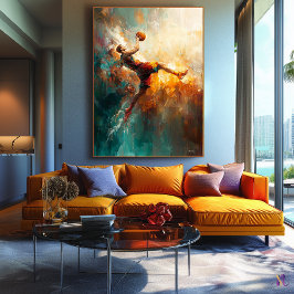 Abstrakt Basketspelare - Kraftfull Sportkonst Canvastryck