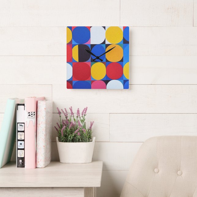 Abstrakt Bauhaus Geometric Art Fyrkantig Klocka (Läsesal)