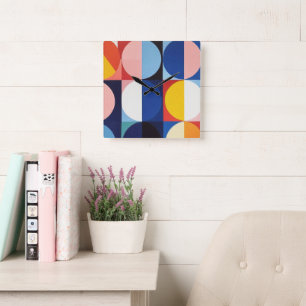 Abstrakt Bauhaus Geometric Art Fyrkantig Klocka