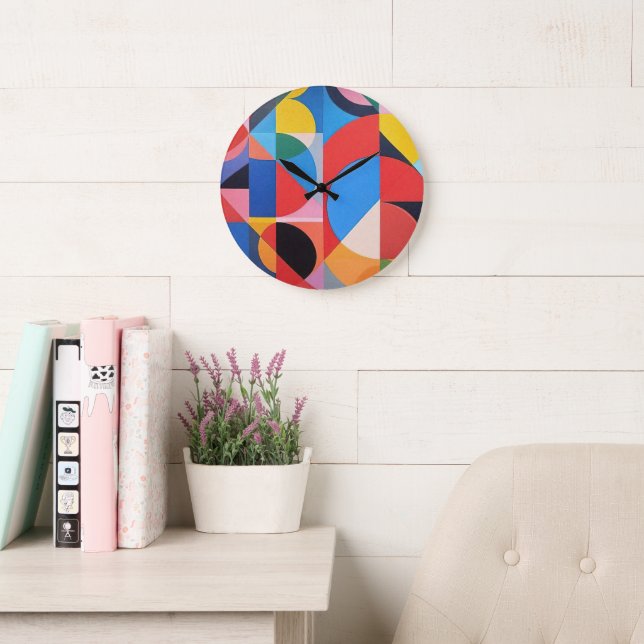 Abstrakt Bauhaus Geometric Art Stor Klocka (Läsesal)