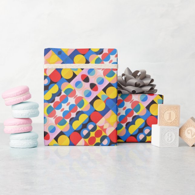 Abstrakt Bauhaus Mönster Art Wrapping Papper Presentpapper (Baby Shower)