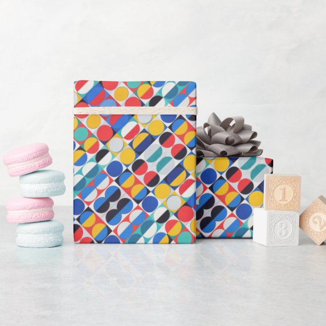 Abstrakt Bauhaus Mönster Art Wrapping Papper Presentpapper (Baby Shower)