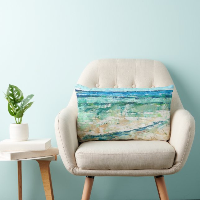 Abstrakt Beach Art Vågar Lumbarkudde (Stol)