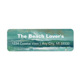 Abstrakt Beach Coastal Artwork Teal Personalize Returadress Etikett