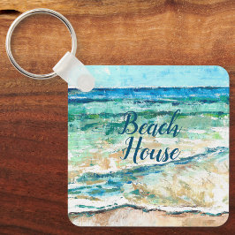 Abstrakt Beach Coastal Beach House Art Nyckelring