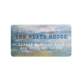 Abstrakt Beach Coastal Ocean Painting Adressetikett