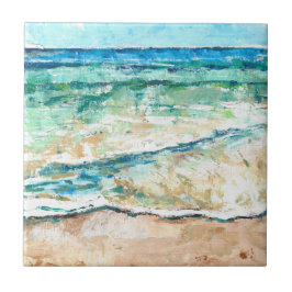 Abstrakt Beach Coastal Shoreline Artwork Kakelplatta