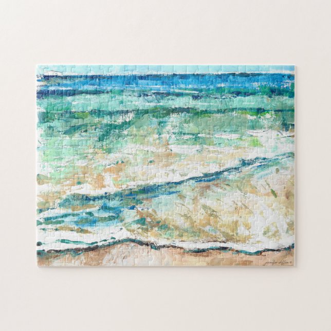Abstrakt Beach Coastal Shoreline Artwork Pussel (Horisontell)