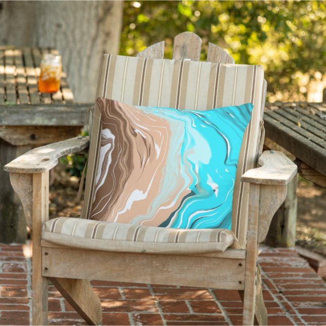 Abstrakt Beach Fluid Art Kudde (Stol)