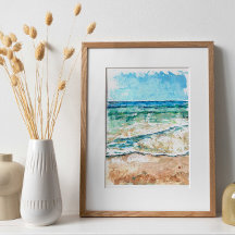 Abstrakt Beach Kustvatten och Sand Art