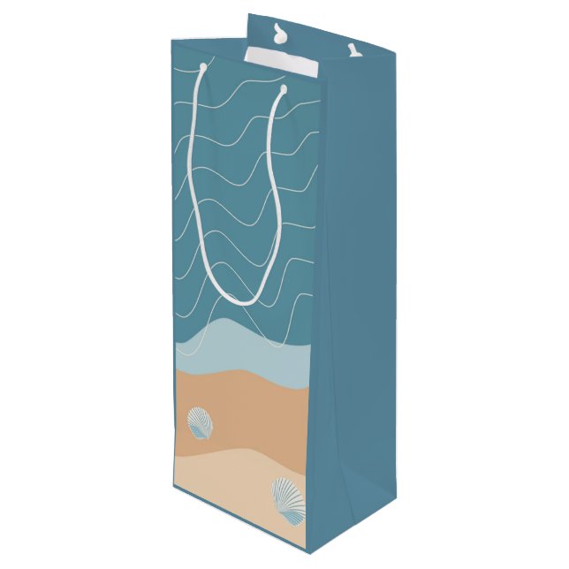 Abstrakt Beach Mönster Wave Linjer Blue Sand Snäck (Baksidan Vinklad)