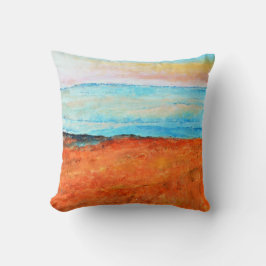 Abstrakt Beach Paeing Orange Blue Art Kudde