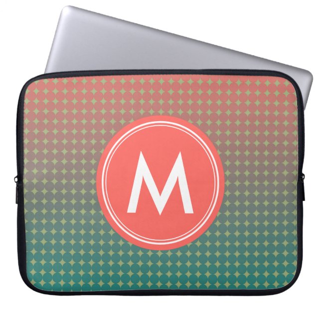 Abstrakt Beach Sunset Färg Blend Monogram Laptop Sleeve (Framsidan)