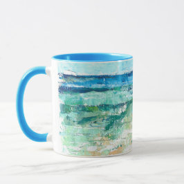 Abstrakt Beach Teal Art Mugg