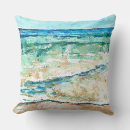 Abstrakt Beach Teal Vågar Kudde