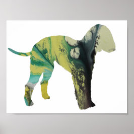 Abstrakt Bedlington skräcker Silhouette Poster