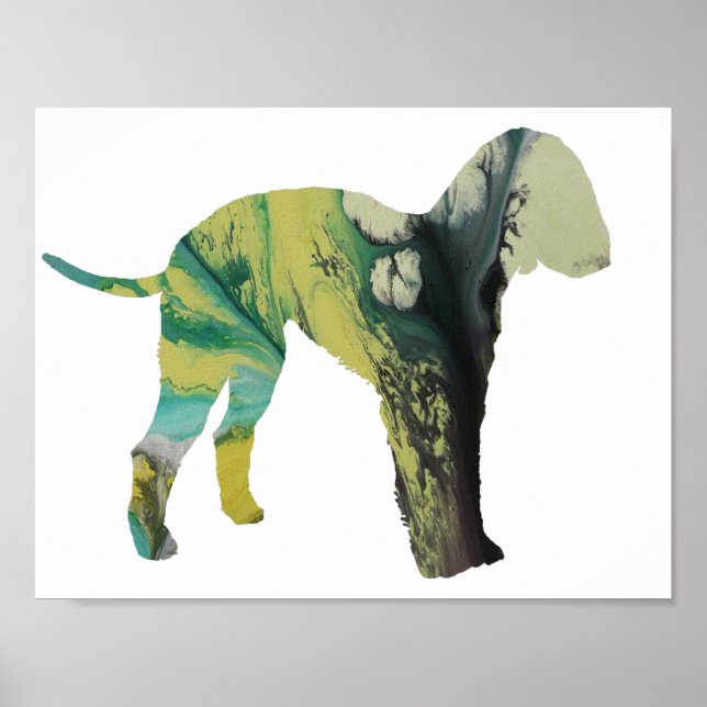 Abstrakt Bedlington skräcker Silhouette Poster (Framsidan)