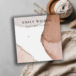 Abstrakt Beige Brown Watercolor Earring Visning Fyrkantigt Visitkort