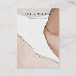 Abstrakt Beige Brown Watercolor Earring Visning Visitkort