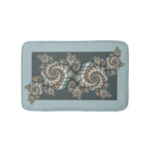 Abstrakt Beige Light Blue Fractal Art Spiral Badrumsmatta