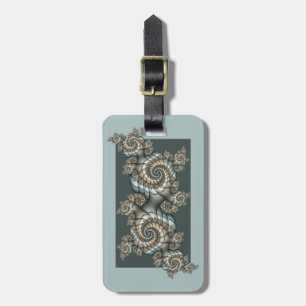 Abstrakt Beige Light Blue Fractal Art Spiral Bagagebricka