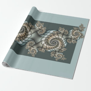 Abstrakt Beige Light Blue Fractal Art Spiral Presentpapper