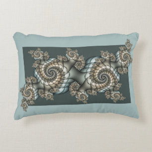 Abstrakt Beige Light Blue Fractal Art Spiral Prydnadskudde