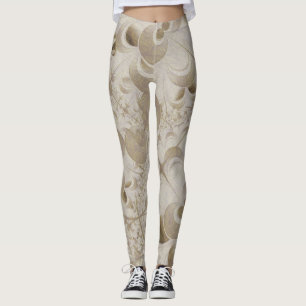 Abstrakt beige mönster leggings