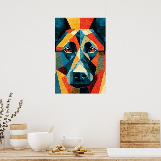 Abstrakt belgisk malinois-hund geometrisk affisch (Kök)