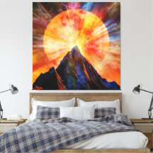 Abstrakt berg månsken konst