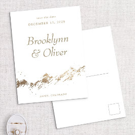 Abstrakt Berg Vit & Guld Spara Datum Meddelande Vykort