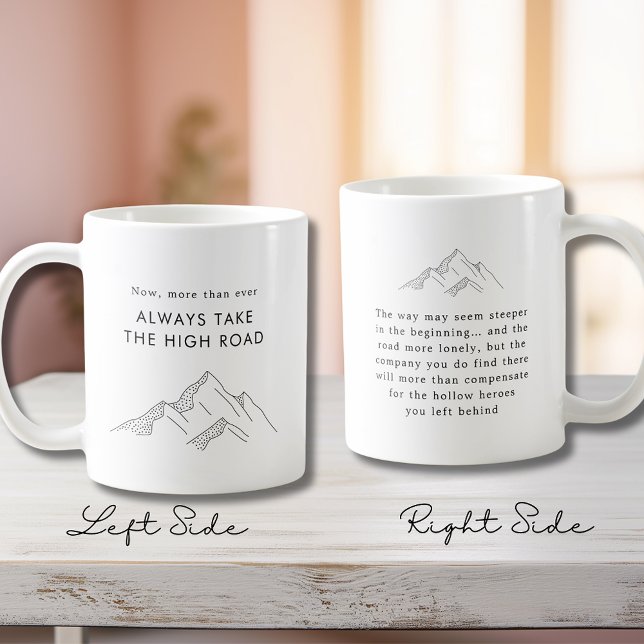 Abstrakt bergen tar högvägskaféet Mugg (Abstract Mountains Always Take the High Road Motivational Quote Coffee Mug)