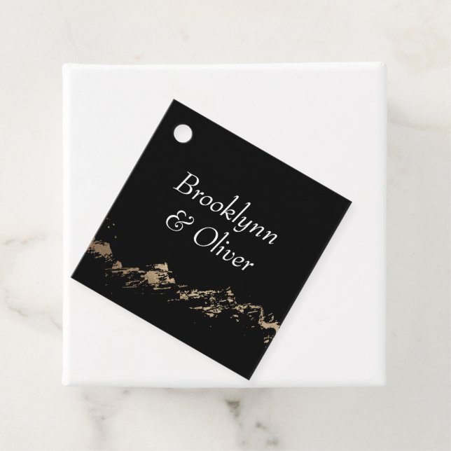 Abstrakt Berger Black & Guld med Namn Gåvor Etiketter (På plats)