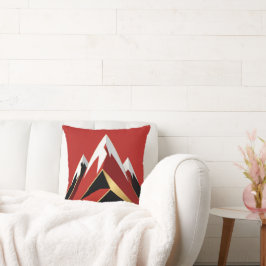 Abstrakt Bergskedja Röd Svart Guld Kudde