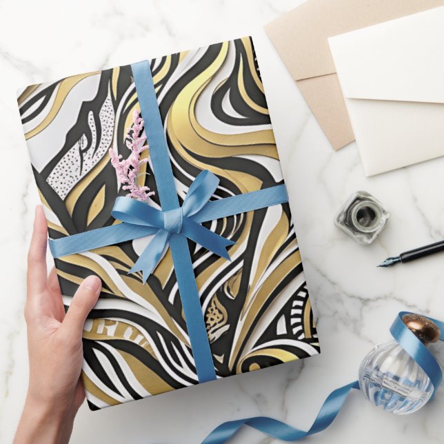Abstrakt Bergskedja Silhuett Guld Inpackningspappe Presentpapper (Gifting)