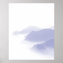 Abstrakt Bergslandskaps Konst Periwinkle Vit