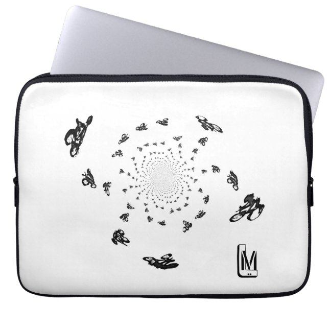 Abstrakt Bicycle Tävling Monogrammed Laptop Fodral (Framsidan)