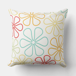 Abstrakt Big Flowers Red Gult Orng Lime Teal Wt Kudde